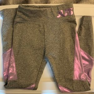Justice purple gray mesh leggings used S 10 girls